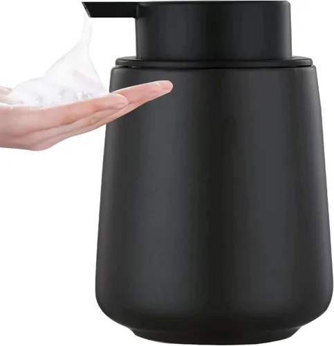 Dispensador de jabón de manos de espuma de 12 onzas, dispensador de jabón espumoso negro para baño con bomba fácil de presionar, dispensador de