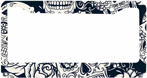 Marco decorativo para matrícula, diseño de calavera de azúcar de Día de los Muertos de Halloween, marco negro gris para placa de automóvil, cubierta