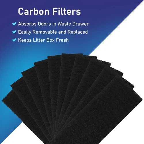 Miniatura 2 de PET STANDARD Filtros de carbono de repuesto y 1 juego de tiras de sellado de repuesto compatibles con la caja de arena autolimpiante para gatos