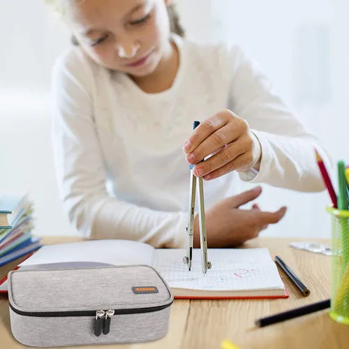 Miniatura 8 de Estuche para lápices de gran capacidad, bolsa de tela Oxford, bolsa de almacenamiento para rotuladores de lápices, soporte para papelería para Gris