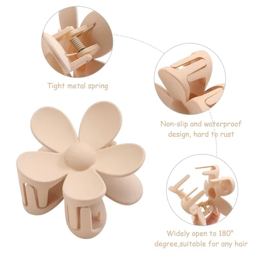 Miniatura 5 de 6 accesorios para el cabello de flores, pinzas de garra grandes mate, pinzas de pelo de margaritas para cabello grueso y fino, pinzas de sujeción