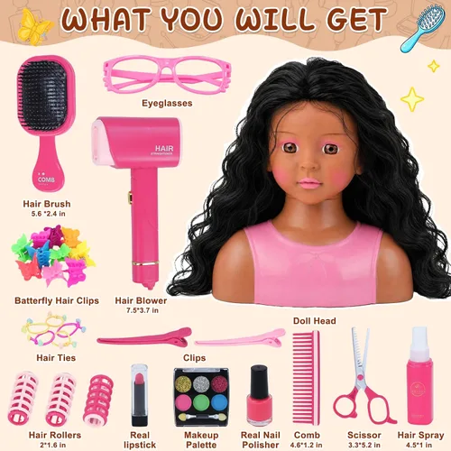 Miniatura 7 de Cabeza de muñeca para peinar el cabello para niños