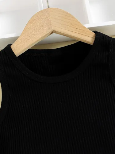 Miniatura 3 de SHENHE Conjunto de ropa de verano de 2 piezas para niña, camiseta corta sin mangas y pantalones cortos