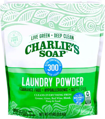 Miniatura 11 de Charlie's Soap Polvo de lavandería (50 cargas, 1 unidad) Detergente hipoalergénico en polvo de limpieza profunda – Respetuoso del medio ambiente