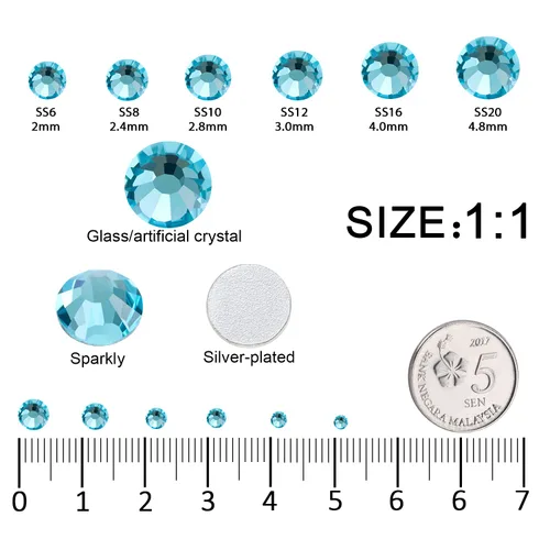 Miniatura 2 de 3792 diamantes de imitación con parte trasera plana para manualidades, piedras preciosas de cristal para uñas, diamantes de imitación brillantes