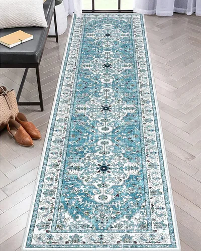 Miniatura 83 de U'Artlines Alfombra de Área Bohemia Lavable, 2x3 Pequeña Suave Antideslizante Vintage Felpudo para Puerta Frontal Interior Alfombra Verde