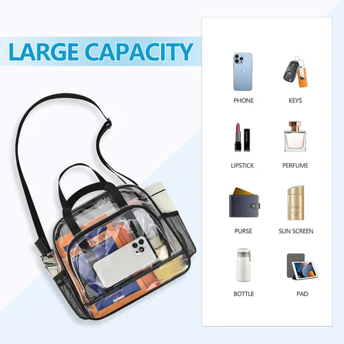 Miniatura 6 de Paxiland Clear Bag for Stadium Events, 12x6x12 inches Tote Bag with Detachable Reinforced Strap for Sports Concert and Work