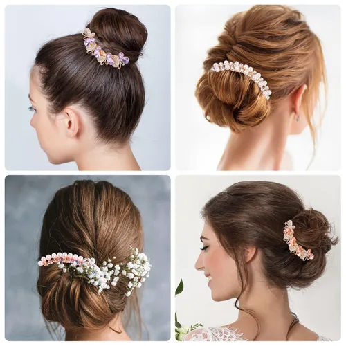 Miniatura 5 de Accesorios para el cabello con diamantes de imitación de perlas – Pinzas de horquilla de mariposa con cristales para moños updo, horquillas