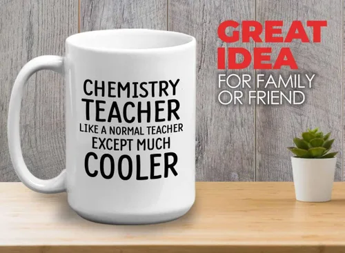 Taza de café para profesores de 15 onzas, color blanco, profesor de química como un maestro normal, divertido técnico de laboratorio de moléculas