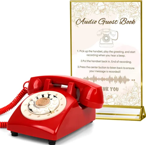 Miniatura 9 de Libro de invitados de audio, teléfono de boda, mensajes de audio personalizados de memoria de 32 GB, volumen ajustable, con función de repetición
