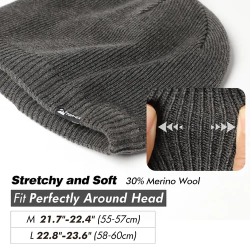 Miniatura 4 de TOP-EX LXLXXL - Gorro de lana merino impermeable con forro polar para todo tipo de clima invierno cálido