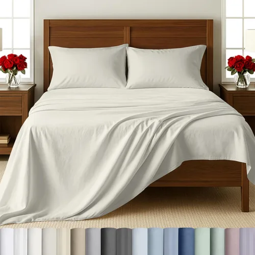 Miniatura 21 de California Design Den Sábanas de cama tamaño individual, sábanas suaves de 100% algodón con bolsillos profundos elásticos, 500 hilos satinados, 13