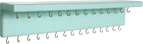 Miniatura 9 de SANY DAYO HOME Organizador de joyas con 24 ganchos y estante para cosméticos, 12 x 3 x 4 pulgadas, soporte de madera de pino rústico montado