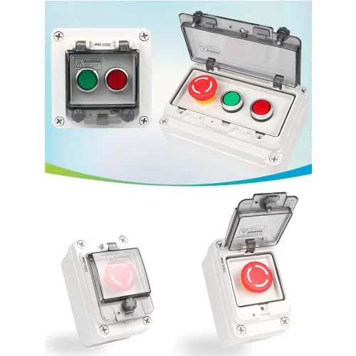 Miniatura 5 de Caja de botón de presión ip67 con botón de parada de emergencia, botón de cerradura, interruptor de llave de botón de presión con cubierta Botón