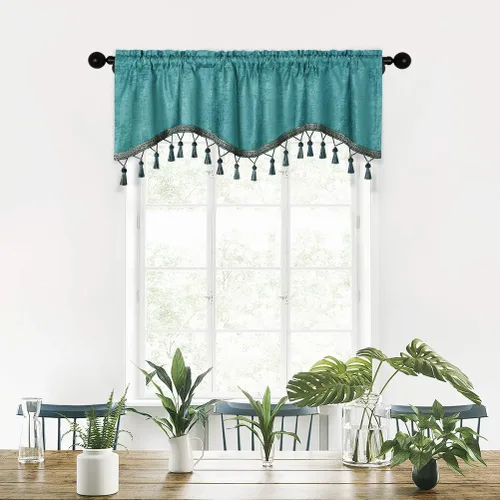 Miniatura 28 de Cortinas de doble cara de felpilla para cortina de cocina, cenefa para sala de estar