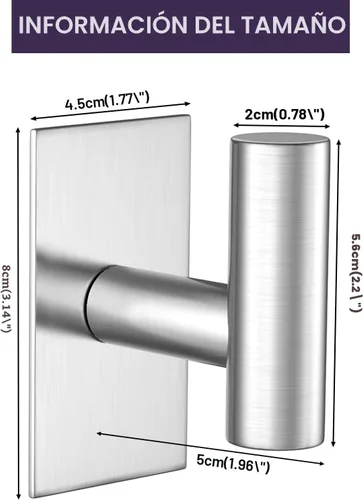 Miniatura 6 de VAEHOLD - Ganchos adhesivos de pared para toallas, resistentes, impermeables, de plata, para colgar abrigos, ropa, gancho de pared para armario