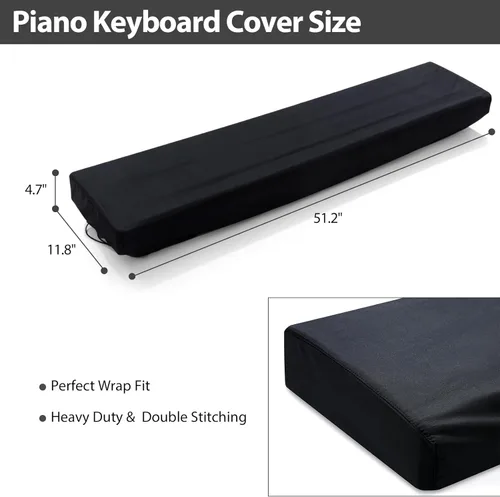 Miniatura 4 de Cubierta antipolvo para teclado de piano de 88 teclas, cubiertas protectoras ajustables a prueba de polvo y suciedad, cubierta completa, cierre