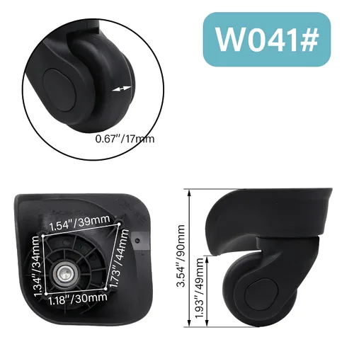 Miniatura 6 de 1 par de ruedas de repuesto para equipaje 360 ruedas giratorias para maleta, color negro (W041)