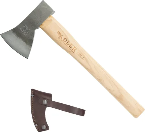 Miniatura 15 de Adler Rheinland - Hacha de camping con funda de cuero, forjado alemán, mango de nogal de 14 pulgadas, hacha compacta para senderismo, bushcraft