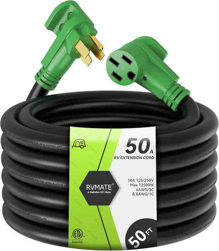 Miniatura 17 de RVMATE Cable de extensión de alimentación con cerradura para RV/generador de 50 amperios y 15 pies, mango de fácil enchufe, 14-50P a SS 2-50R