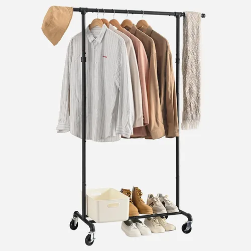 Miniatura 8 de FOUCSSOMEI Perchero de ropa con ruedas, perchero de ropa resistente, perchero de ropa de metal, organizador de armario, para dormitorio, sala