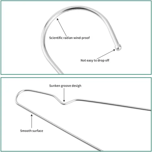 Miniatura 4 de Perchas de metal resistentes para armario de acero inoxidable de 16.5 pulgadas, paquete de 40