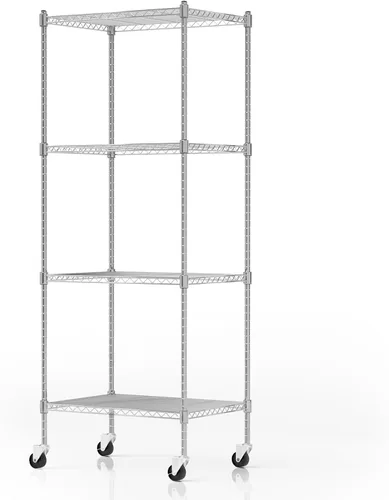 Miniatura 8 de Estantería de garaje con ruedas, estantería de 5 niveles y patas ajustables, estante de almacenamiento rodante de alta capacidad de 865 libras