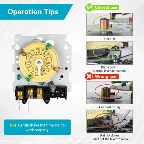 Miniatura 3 de Interruptor de temporizador mecánico T101, 120 V 40 A SPST, 2 HP para temporizador de luz exterior, calentador de agua, HVAC y bomba de piscina, 12