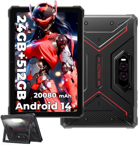 HOTWAV R9 Plus Tableta Rugosa, Tableta Impermeable de 11 Pulgadas 2K FHD+ 24GB + 512GB/TF 2TB Android 14, Batería de 20080mAh, 64MP+16MP, Octa-Core,