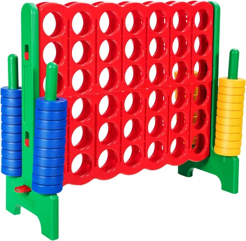Miniatura 16 de COSTWAY Juego Gigante Jumbo 4 en Raya, Conecta 4 para Niños y Adultos, 3.5 Pies de Alto para Interiores y Exteriores con 42 Anillos Jumbo