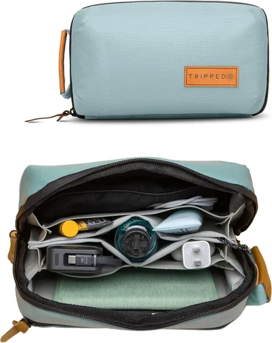 Bolsa Organizadora de Tecnología - Estuche Pequeño Organizador de Electrónica para Viajes - Estuche de Viaje Premium con Acentos de Cuero - Bolsillo