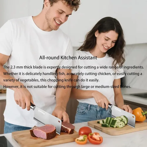 Miniatura 6 de Cuchillo de carnicero de 7 pulgadas, cuchilla para carne, cortador de huesos resistente, cuchillo de chef de cocina multiusos para cortar huesos