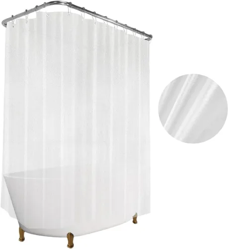 Miniatura 5 de Cortina de Ducha para Bañera con Patas Garra, Forro de Damasco Floral Todo Alrededor Extra Ancha 180x70 Pulgadas, Cortina de Baño Resistente