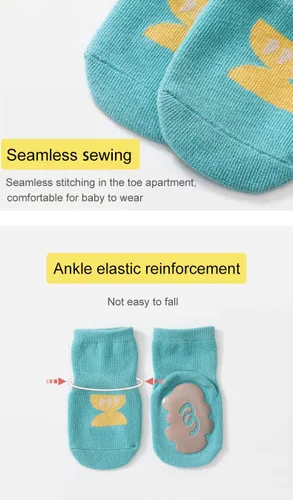 Miniatura 5 de Calcetines antideslizantes de algodón para bebé, niña, niño, recién nacido, antideslizantes, de algodón, para cama elástica