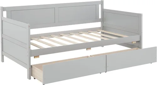 Miniatura 3 de Bellemave Cama infantil de tamaño individual con 2 cajones de almacenamiento, cama individual de madera con almacenamiento, marcos de cama
