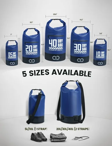 Miniatura 2 de Lamicall Bolsa seca, Bolsa impermeable - [Durable y Flotante] 5L/10L/20L/30L/40L Bolso seco con tapa enrollable con funda impermeable para el Azul