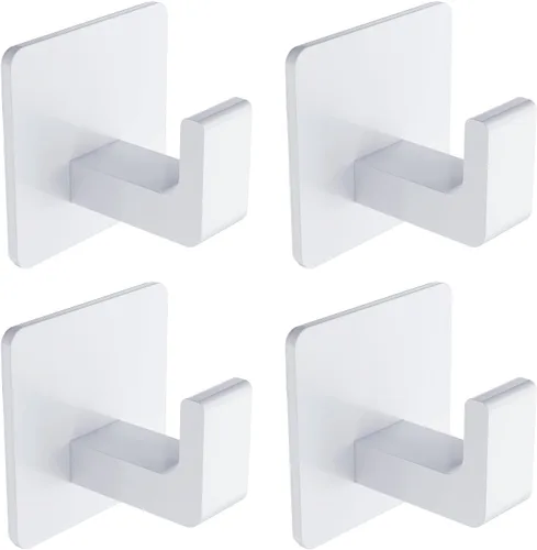 Miniatura 10 de Ganchos de toalla para adhesivo de baño, paquete de 4 ganchos de baño negro mate para toallas, gancho de toalla resistente a la corrosión, ganchos