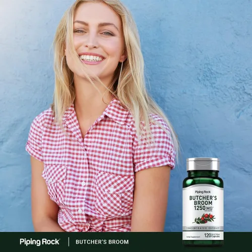 Miniatura 6 de Piping Rock Suplemento de escoba de carnicero 1250 mg 120 cápsulas raíz de hierbas tradicionales Extracto concentrado Sin OMG, sin gluten