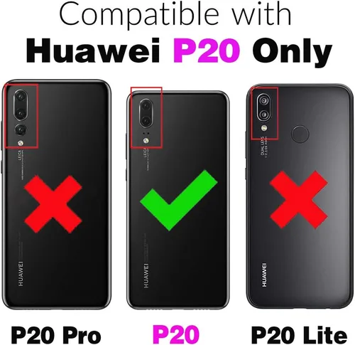Miniatura 2 de Asuwish Funda de teléfono para Huawei P20 con protector de pantalla de vidrio templado y accesorios para celda, delgada y suave, goma de silicona