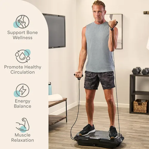 Miniatura 3 de LifePro Máquina de Ejercicio con Placa de Vibración - Plataforma de Fitness de Vibración para Entrenamiento de Cuerpo Completo con Bandas Elásticas