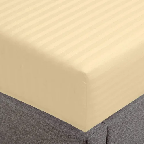 Miniatura 24 de Feather & Stitch - Sábana bajera ajustable de 100 % algodón, tejido satén de damasco, transpirable a rayas, sábana elástica para colchón de 18
