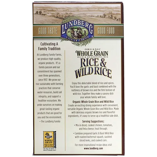 Miniatura 2 de Lundberg Family Farms - Arroz orgánico de grano entero y arroz silvestre, ajo y albahaca, guarnición, básico de despensa, 100% grano entero, sin