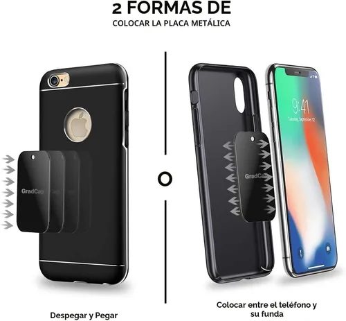 Miniatura 6 de GradCap Placa de metal para soporte magnético de teléfono, paquete de 4 discos universales de metal negro ultrafino con adhesivo 3M fuerte, kit