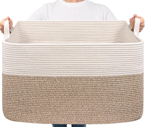 Miniatura 26 de Goodpick Cesta Grande de Almacenamiento de Juguetes, Cestas de Cuerda de Algodón Gris Contenedor de Almacenamiento de Juguetes para Bebé, Niños