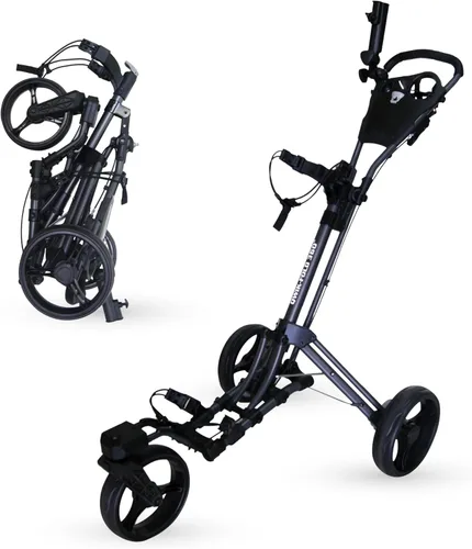 Qwik-Fold Carrito de golf giratorio de 3 ruedas 360 con rueda delantera giratoria de 360 grados, carrito plegable de un segundo para abrir y cerrar,