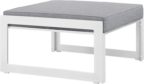 Miniatura 3 de Modway Fortuna otomana de aluminio para patio al aire libre, color blanco y gris Blanco Gris
