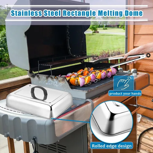 Miniatura 4 de HaSteeL Cubierta rectangular para untar queso, de acero inoxidable, tapa de tapa de vapor para queso, accesorios resistentes para parrilla