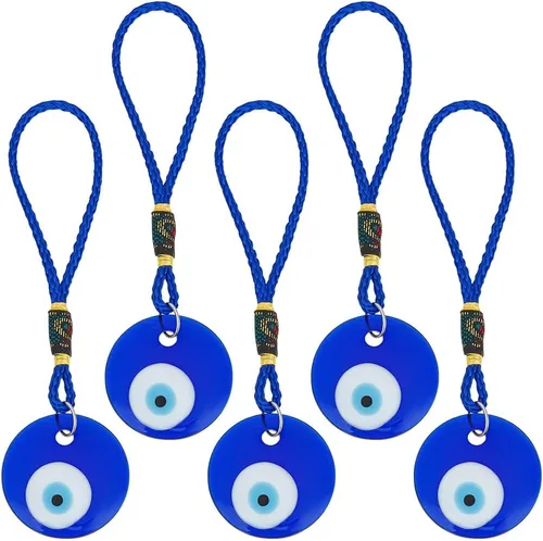 Miniatura 7 de 5 piezas de adorno colgante azul de ojo turco para coche, colgante de cristal colgante de coche de buena suerte, amuleto turco griego, accesorio