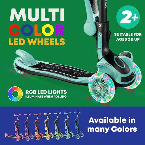 Miniatura 6 de Scooter de 3 ruedas para niños con asiento plegable, altura ajustable del manubrio, juguete de paseo inclinado para conducir para niños a partir