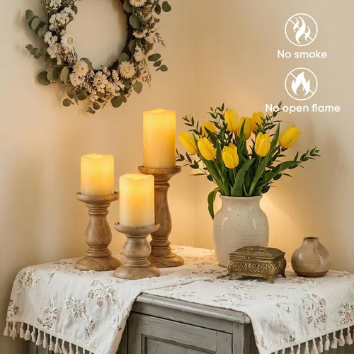 Miniatura 5 de Amagic Velas sin llama impermeables de 3" x 6" para exteriores, velas que funcionan con pilas con control remoto y temporizador, vela de pilar LED